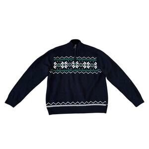 Chaps Quarter Zip Fair Isle Snowflake Sweater US Men's XL